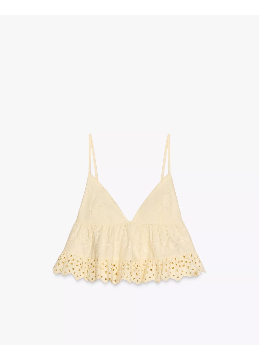 Zara Yellow Eyelet Peplum Cami Top
